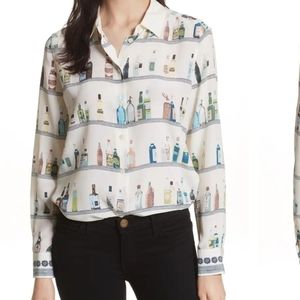 Equipment bottle print silk shirt